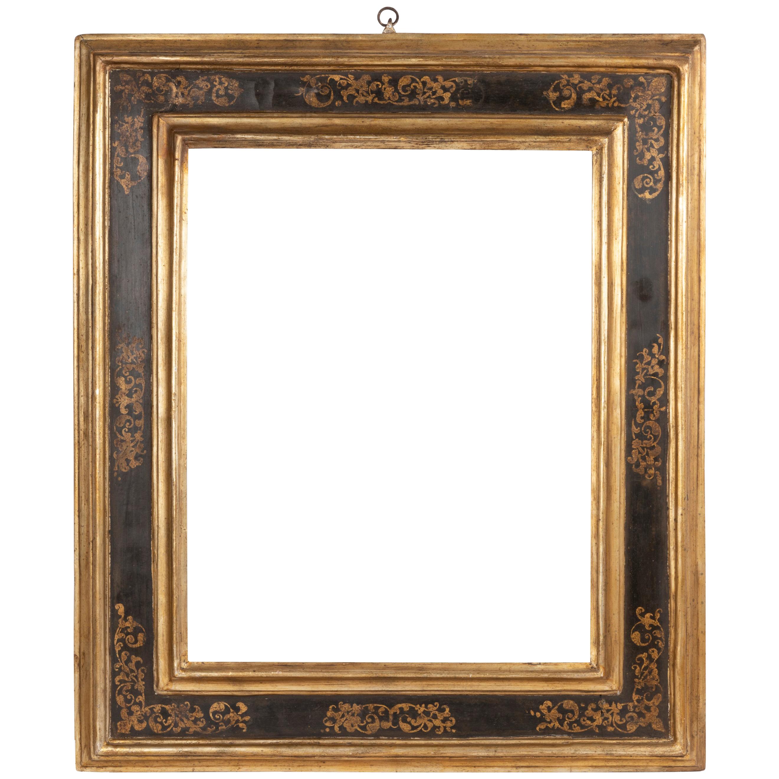 Exceptional 19th Century Carved Painted Giltwood Italian Frame or Mirror, Italy