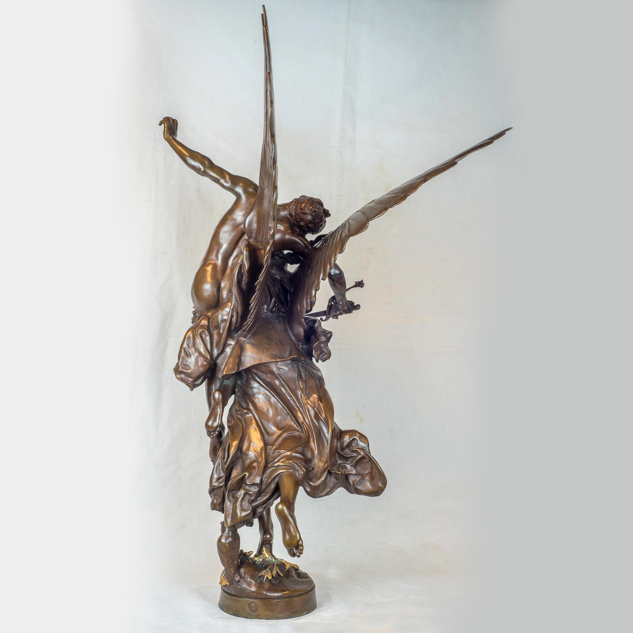 Patinated Exceptional 19th Century French Bronze Group of Gloria Victis by Antonin Mercié