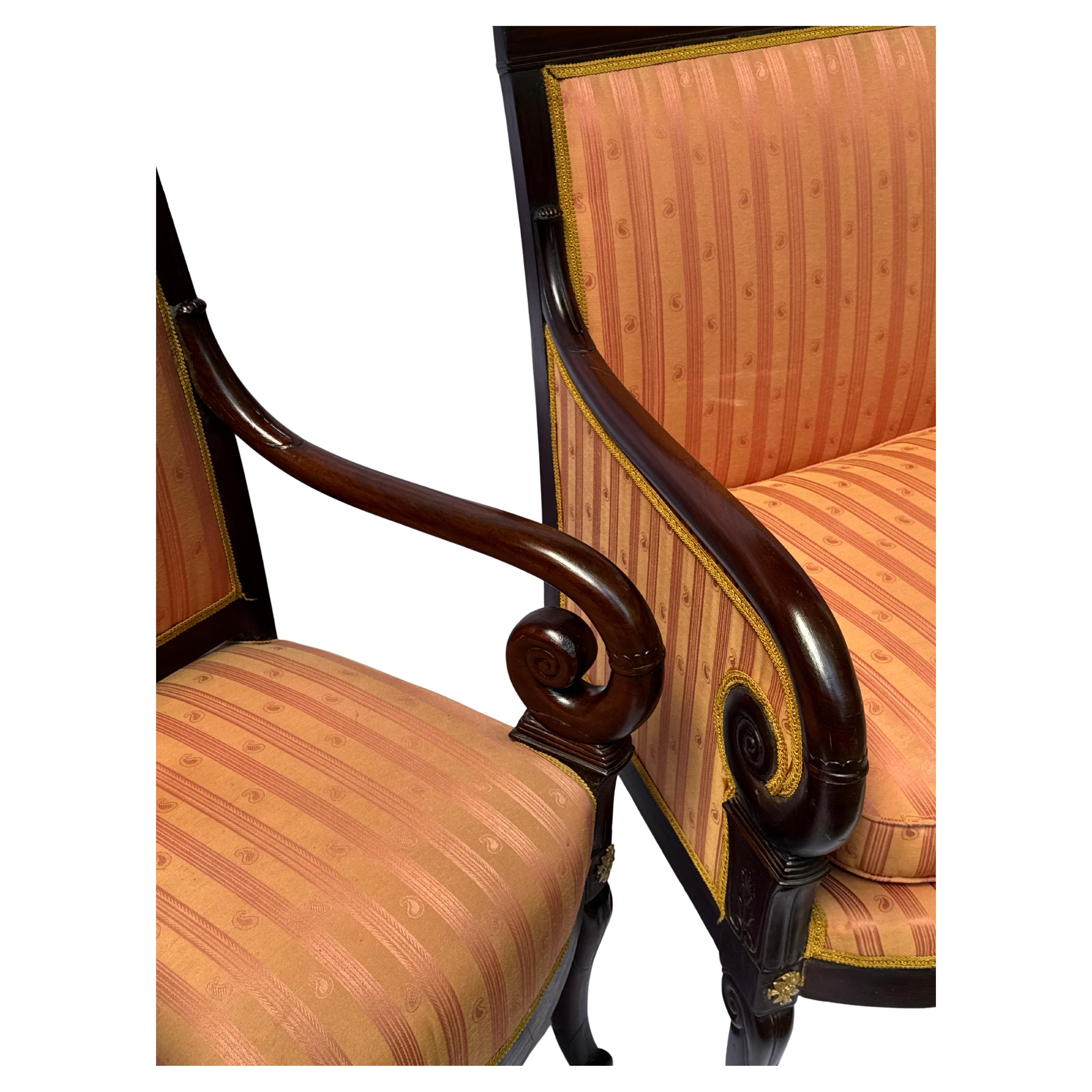 Wood Exceptional 19th-Century French Empire Salon Set Stamped Maigret For Sale