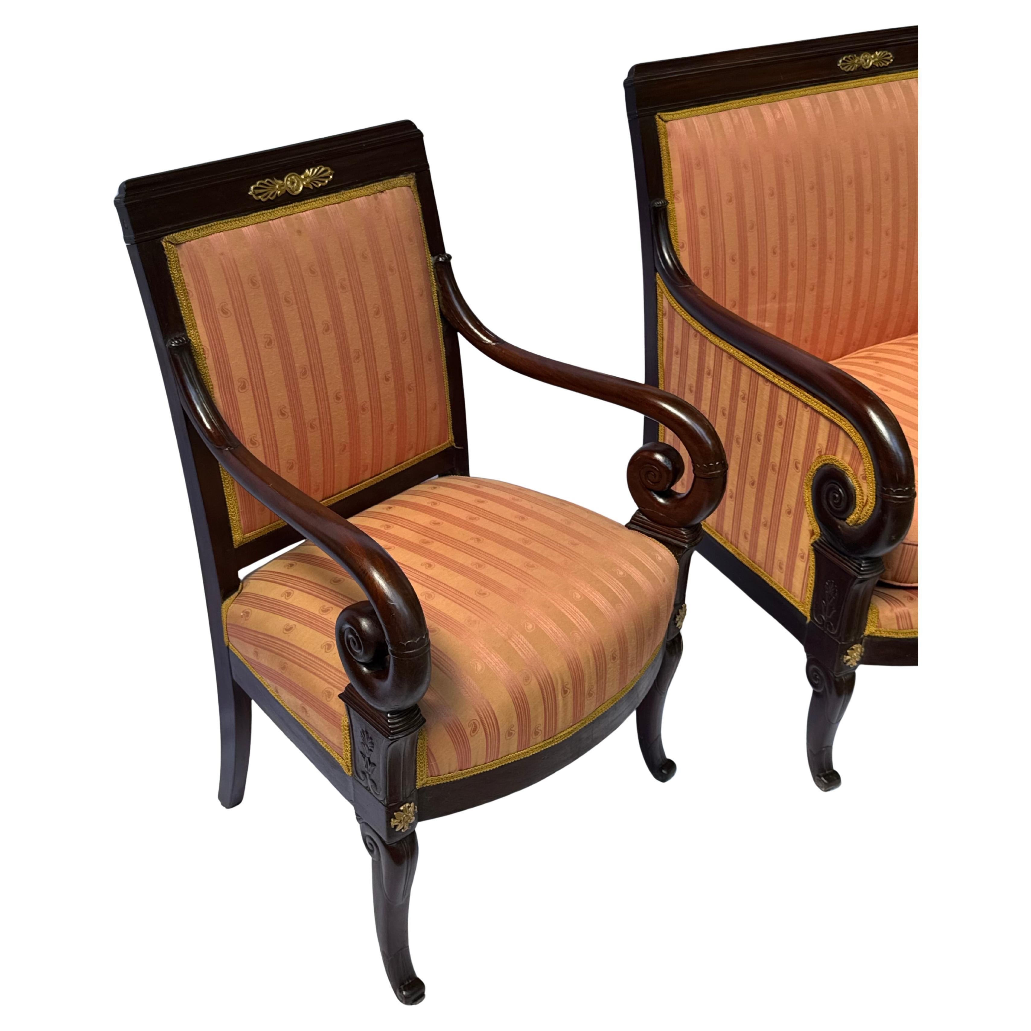 Exceptional 19th-Century French Empire Salon Set Stamped Maigret For Sale 1