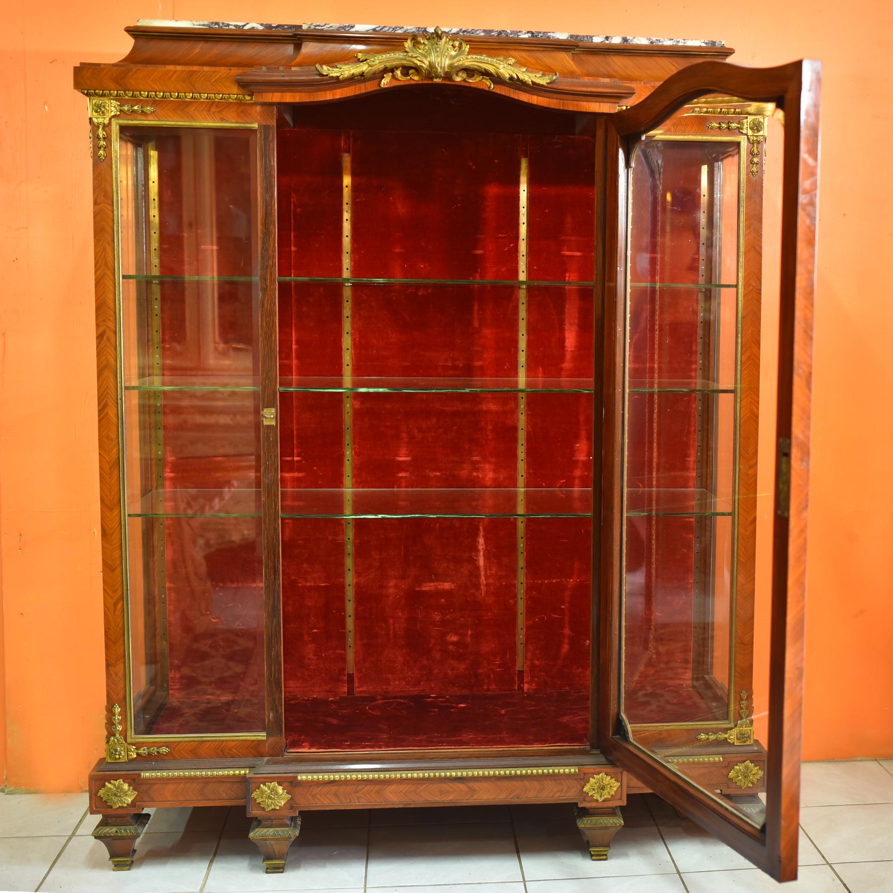 Gilt Exceptional 19th Century French Ormolu Kingwood Showcase by Maison Millet