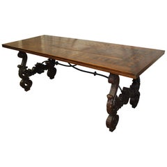 Exceptional 19th Century French Parqueted Trestle Table