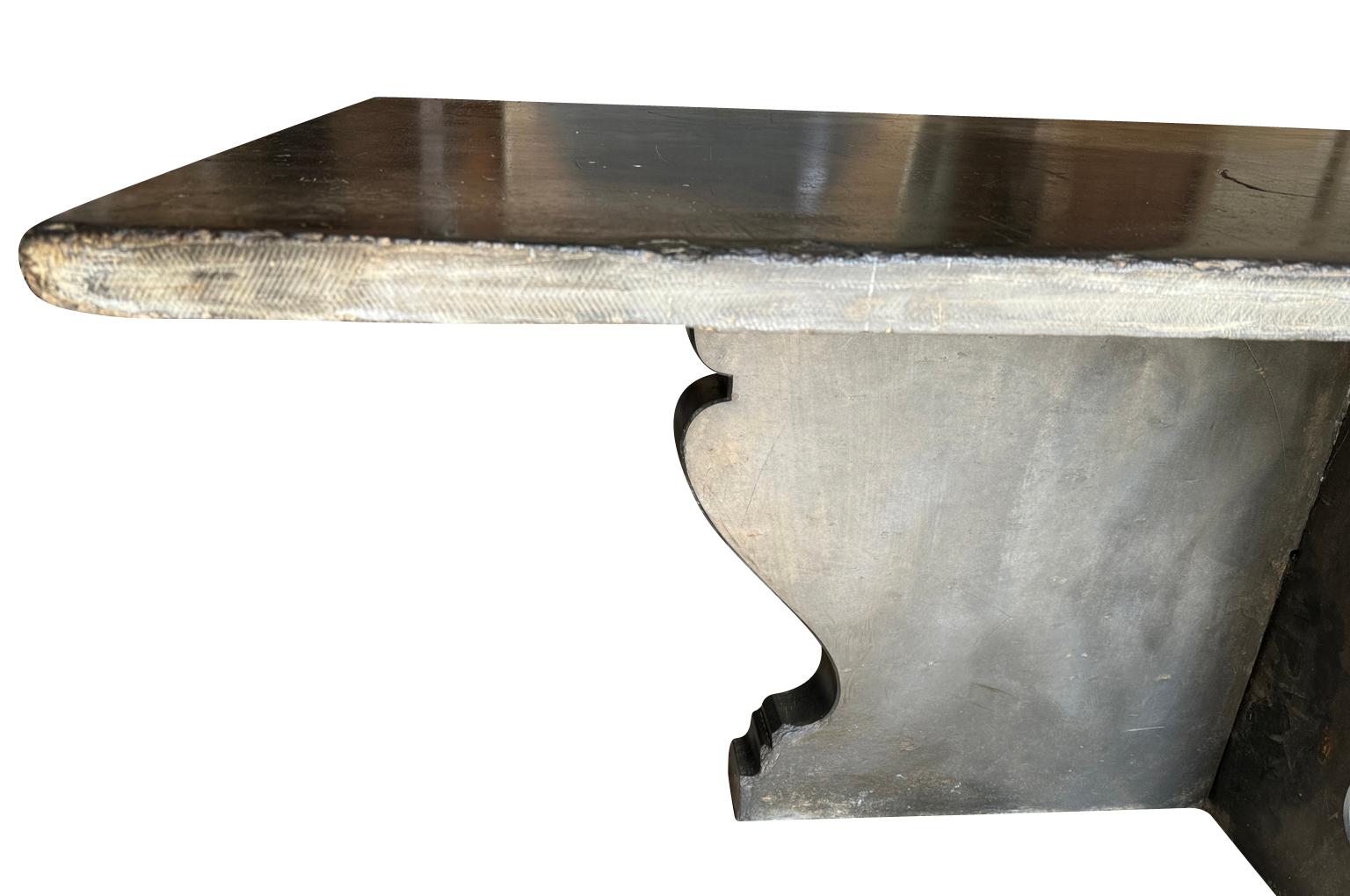 Ardoise Exceptionnelle table à manger de jardin du 19ème siècle en vente