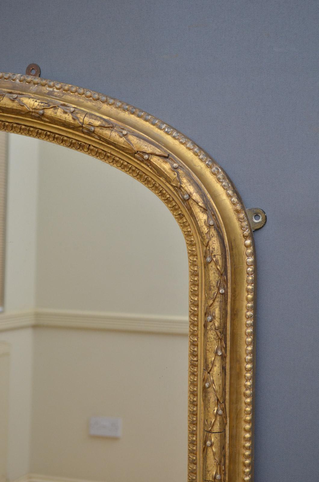 Mid-19th Century Exceptional 19th Century Gilded Overmantel Mirror