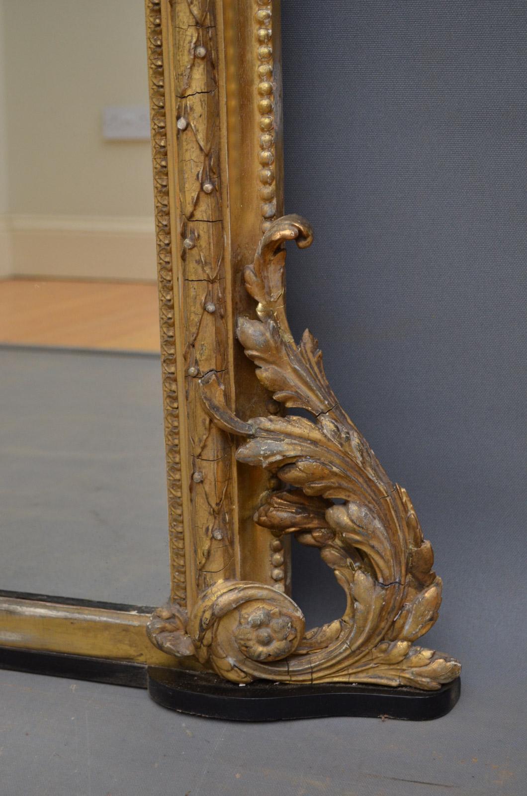 Exceptional 19th Century Gilded Overmantel Mirror 1