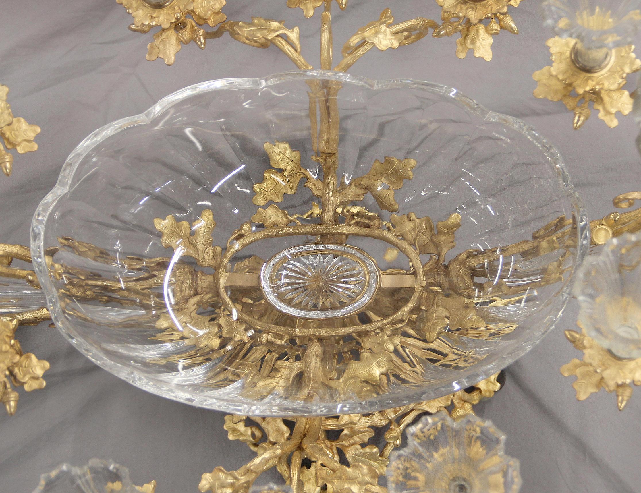 Bronze Exceptionnelle garniture de trois pièces Baccarat du 19ème siècle en bronze doré et cristal en vente