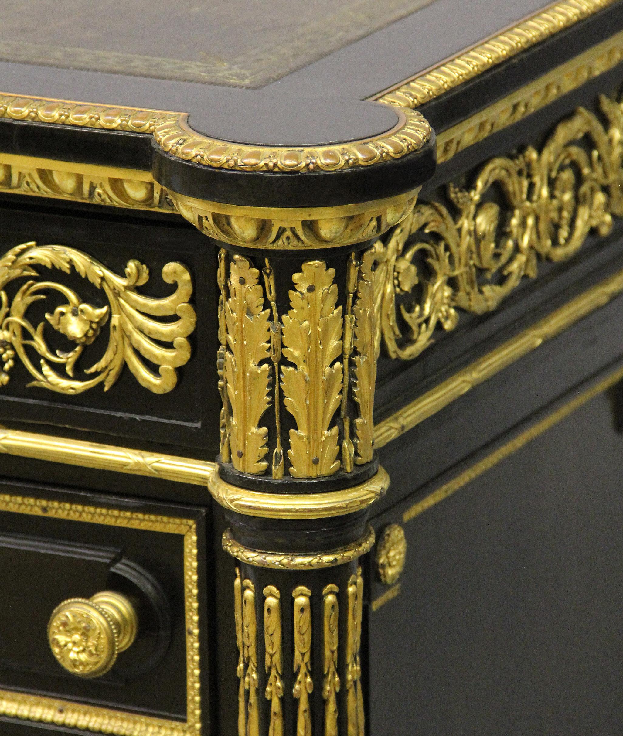 Exceptional 19th Century Gilt Bronze Mounted English Partners Desk For Sale 1