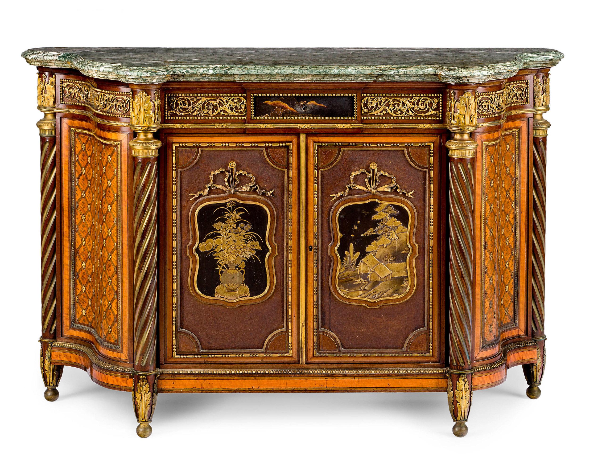 Eccezionale armadio Vernis Martin del XIX secolo con montatura in bronzo dorato di Beurdeley in vendita 5