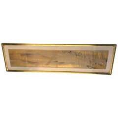 Exceptional 19th Century Gold Leaf and Hand Painted Scroll in Gilt Frame