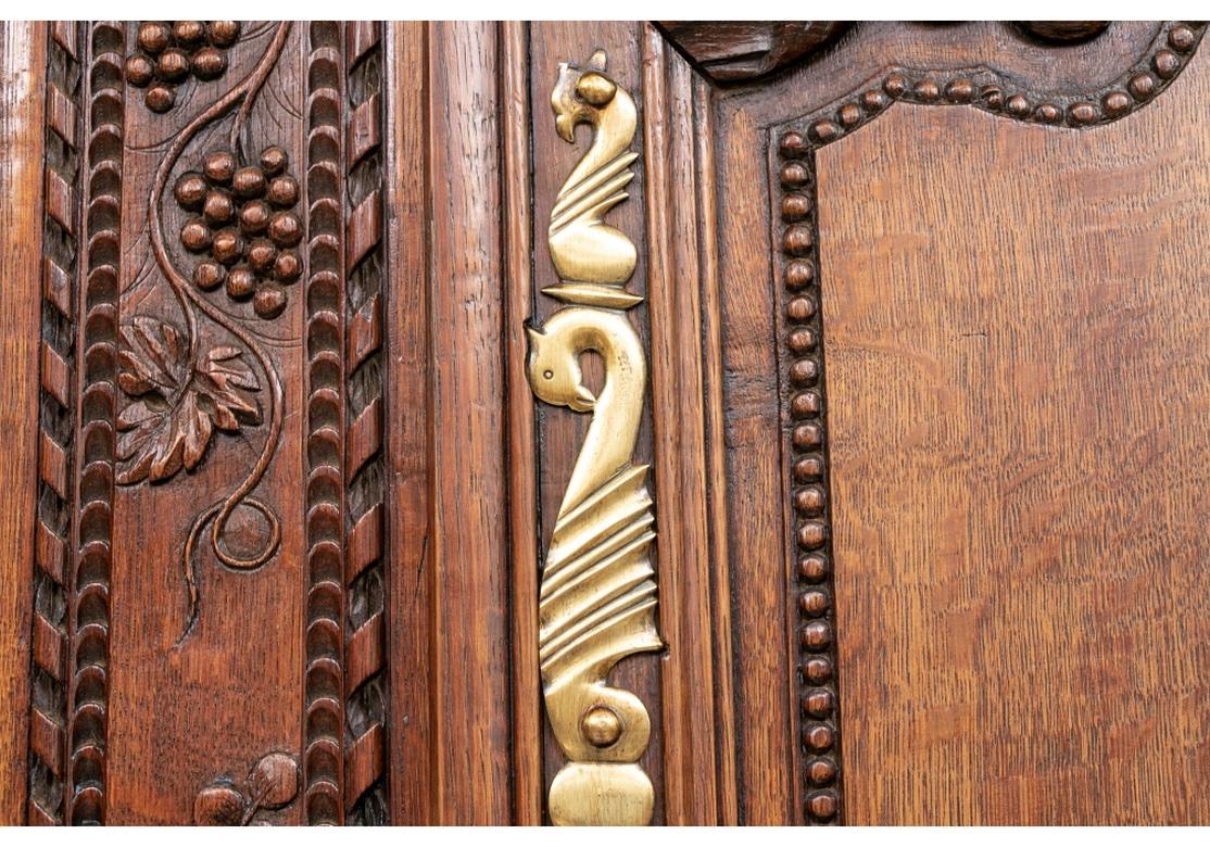 Hand-Carved Exceptional 19th Century Heavily Carved French Bridal Armoire  For Sale