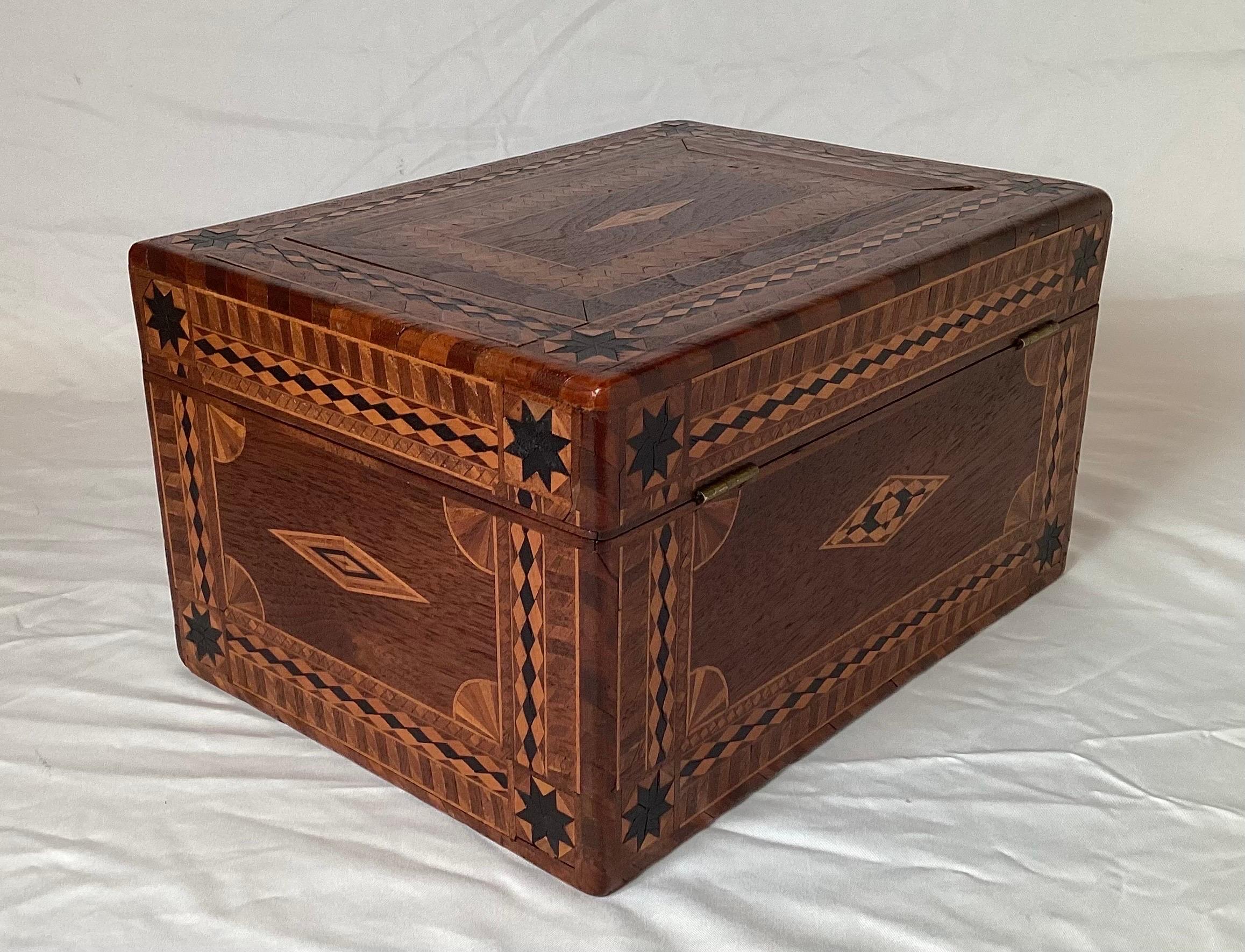 English Exceptional 19th Century Inlaid Jewelry Box For Sale