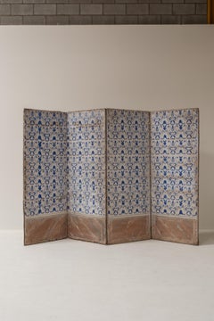 Exceptional 19th Century Italian Painted Four-Panel Screen (Paravent)