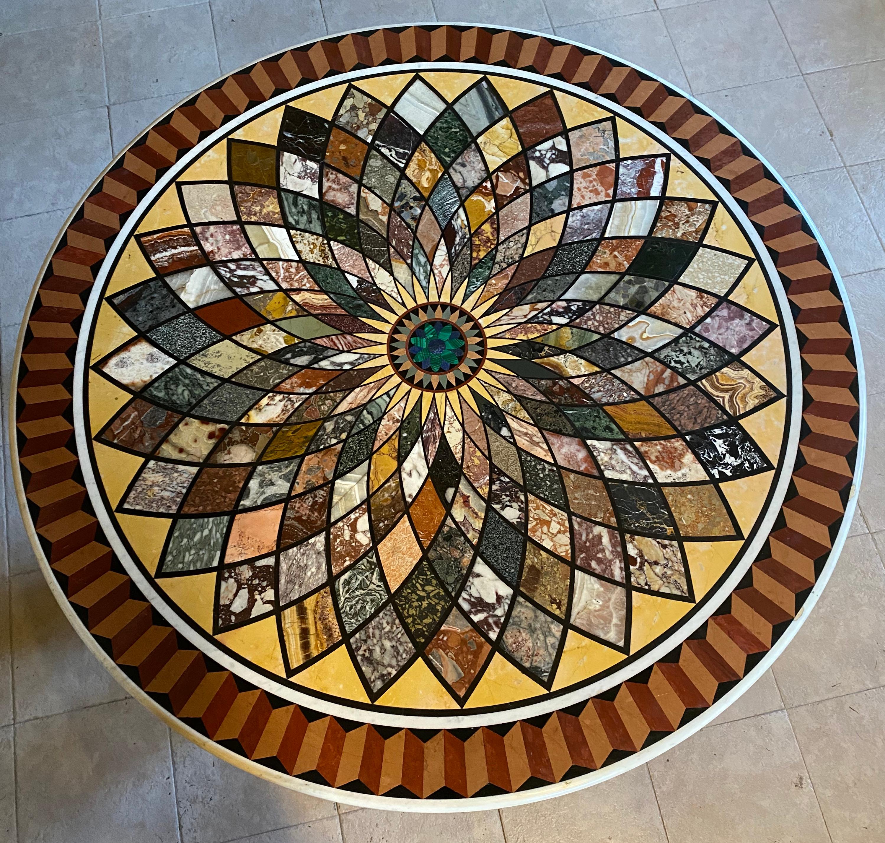 Exceptional 19th Century Italian Pietra Dura Marble Centre Table For Sale 3