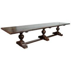 Exceptional 19th Century Long Walnut Louis XIII Style Trestle Table