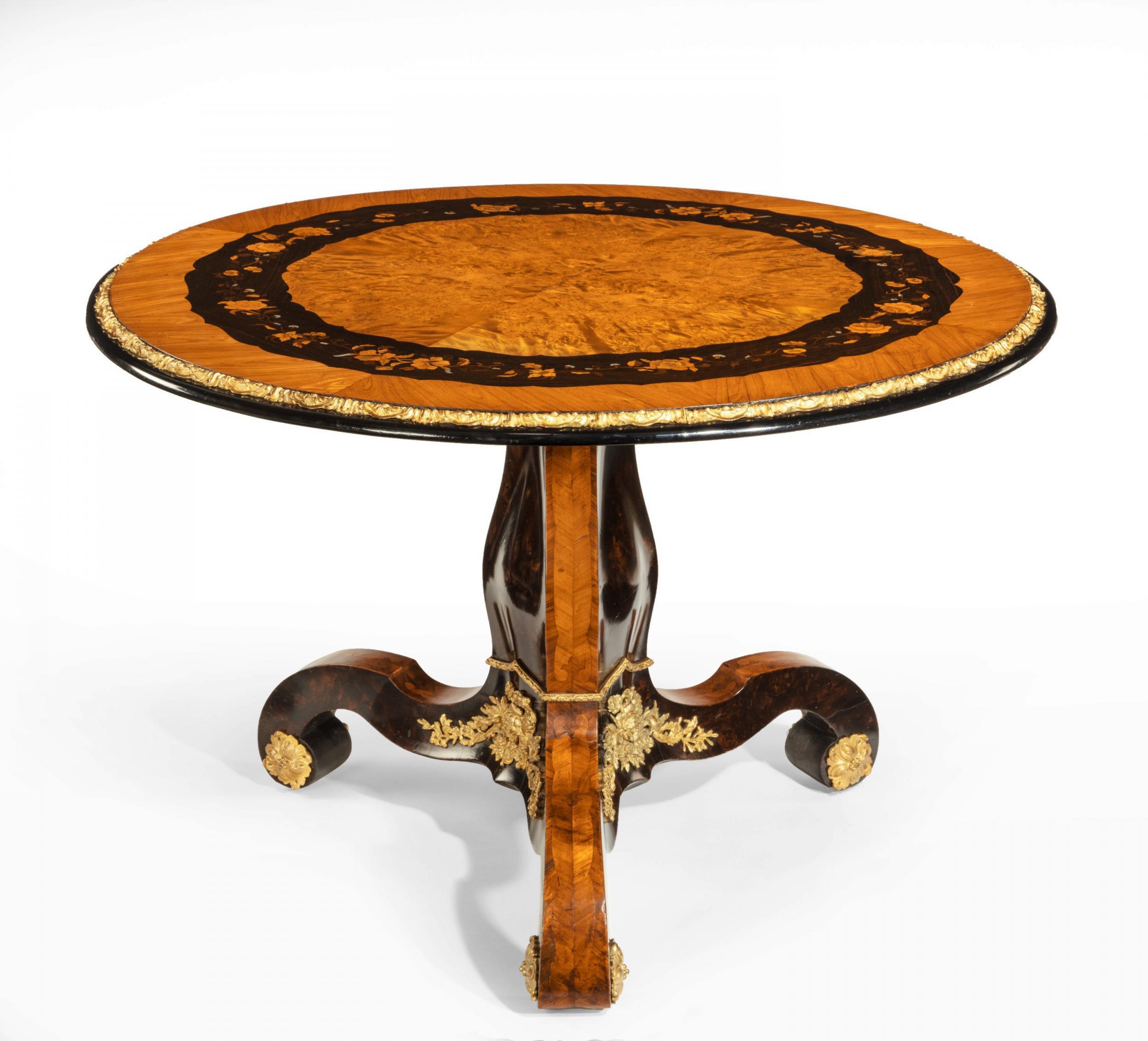 Early Victorian Exceptional 19th Century Marquetry Centre Table, Edward Holmes Baldock For Sale