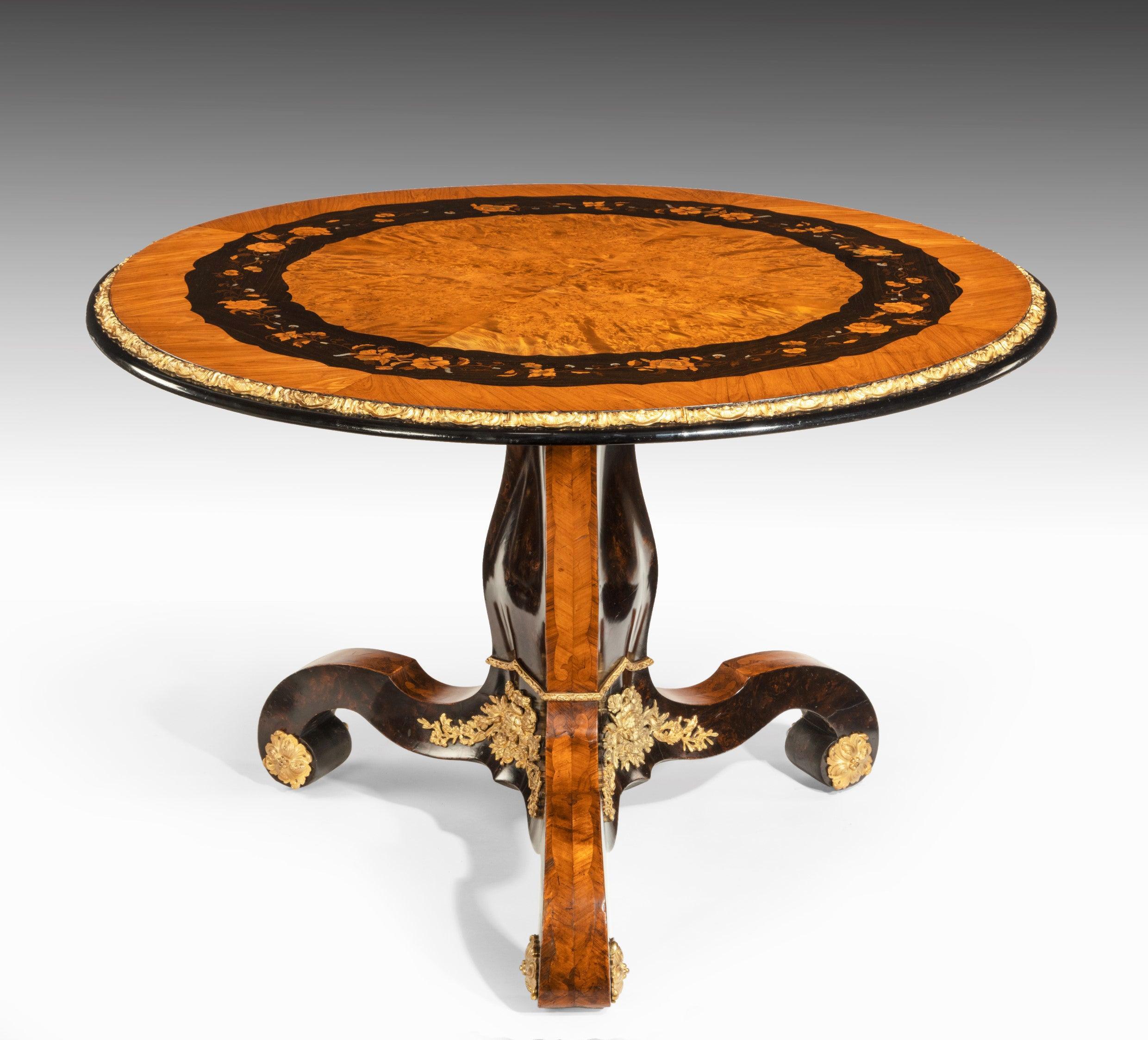 British Exceptional 19th Century Marquetry Centre Table, Edward Holmes Baldock For Sale