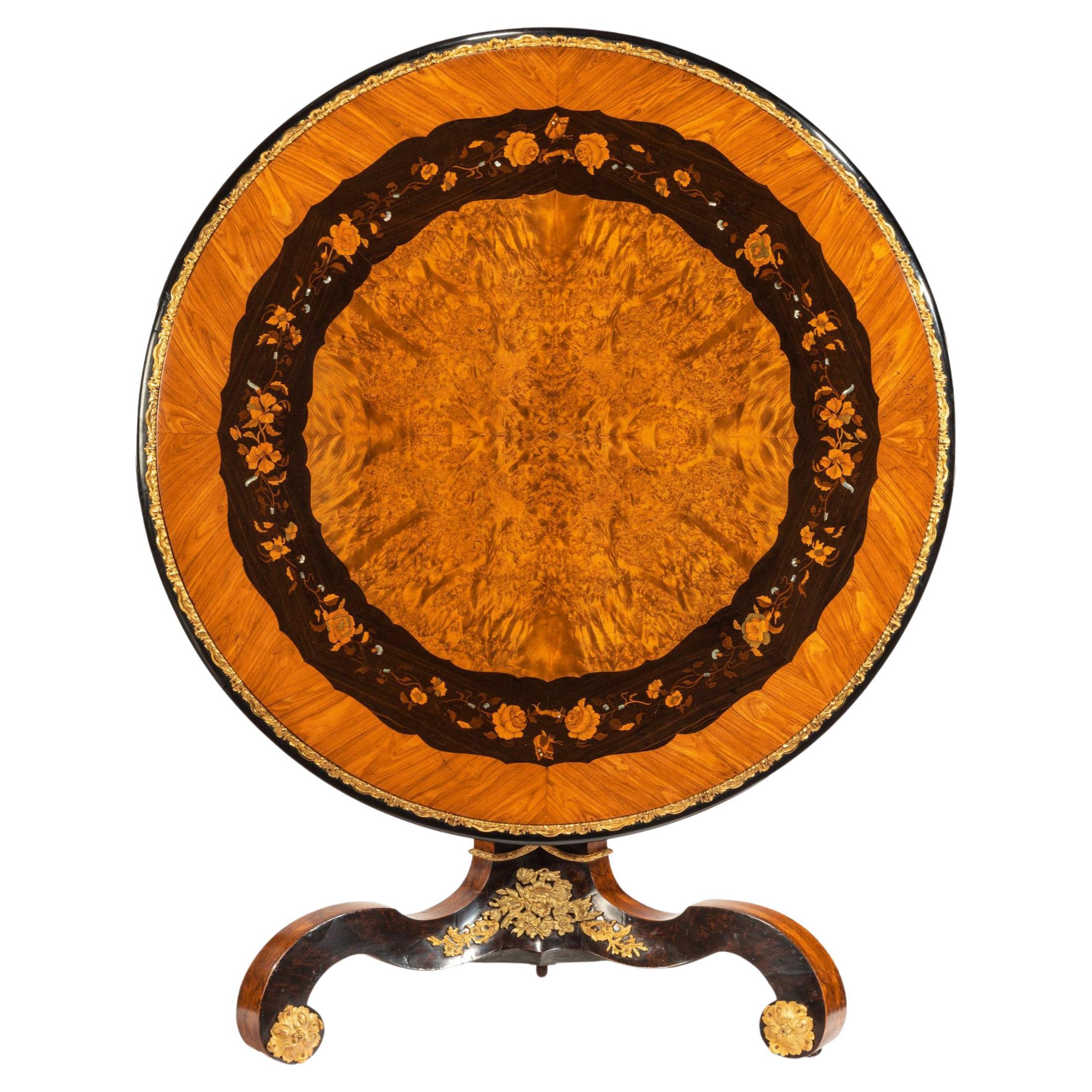 Exceptional 19th Century Marquetry Centre Table, Edward Holmes Baldock For Sale