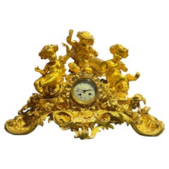 Exceptional 19th Century Ormolu Bronze Louis XV Style Mantel Clock