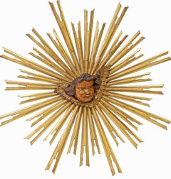 Exceptional 19th Century Religious Altar Starburst Sunburst Giltwood Wall Panel