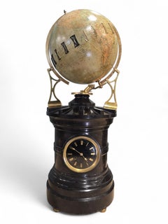 Exceptional 19th Century Rotating Terrestrial Globe Clock orrery tellurio