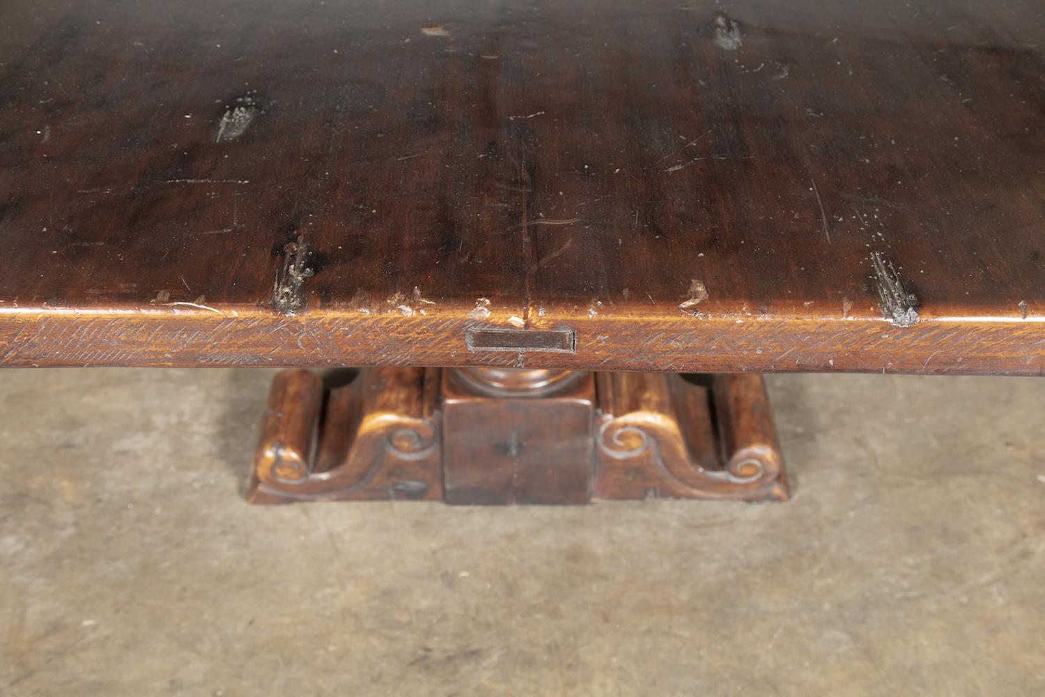 Exceptional 19th Century Long Walnut Louis XIII Style Trestle Table 6
