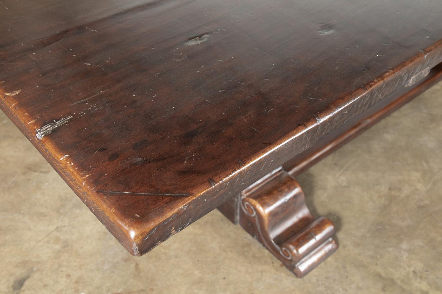 Exceptional 19th Century Long Walnut Louis XIII Style Trestle Table 7