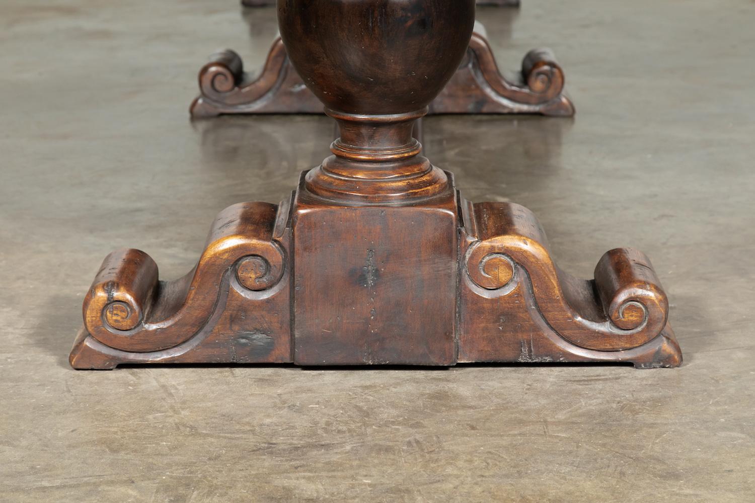 Exceptional 19th Century Long Walnut Louis XIII Style Trestle Table 8