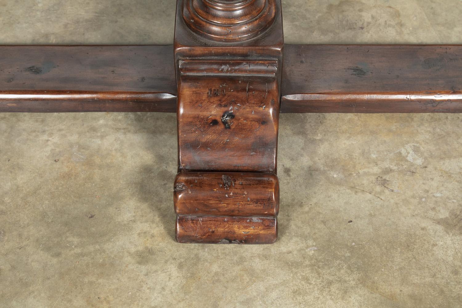 Exceptional 19th Century Long Walnut Louis XIII Style Trestle Table 9