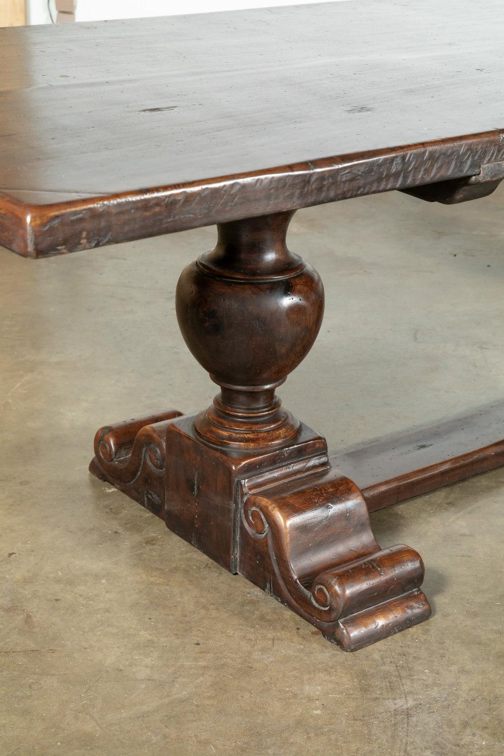 Exceptional 19th Century Long Walnut Louis XIII Style Trestle Table 4