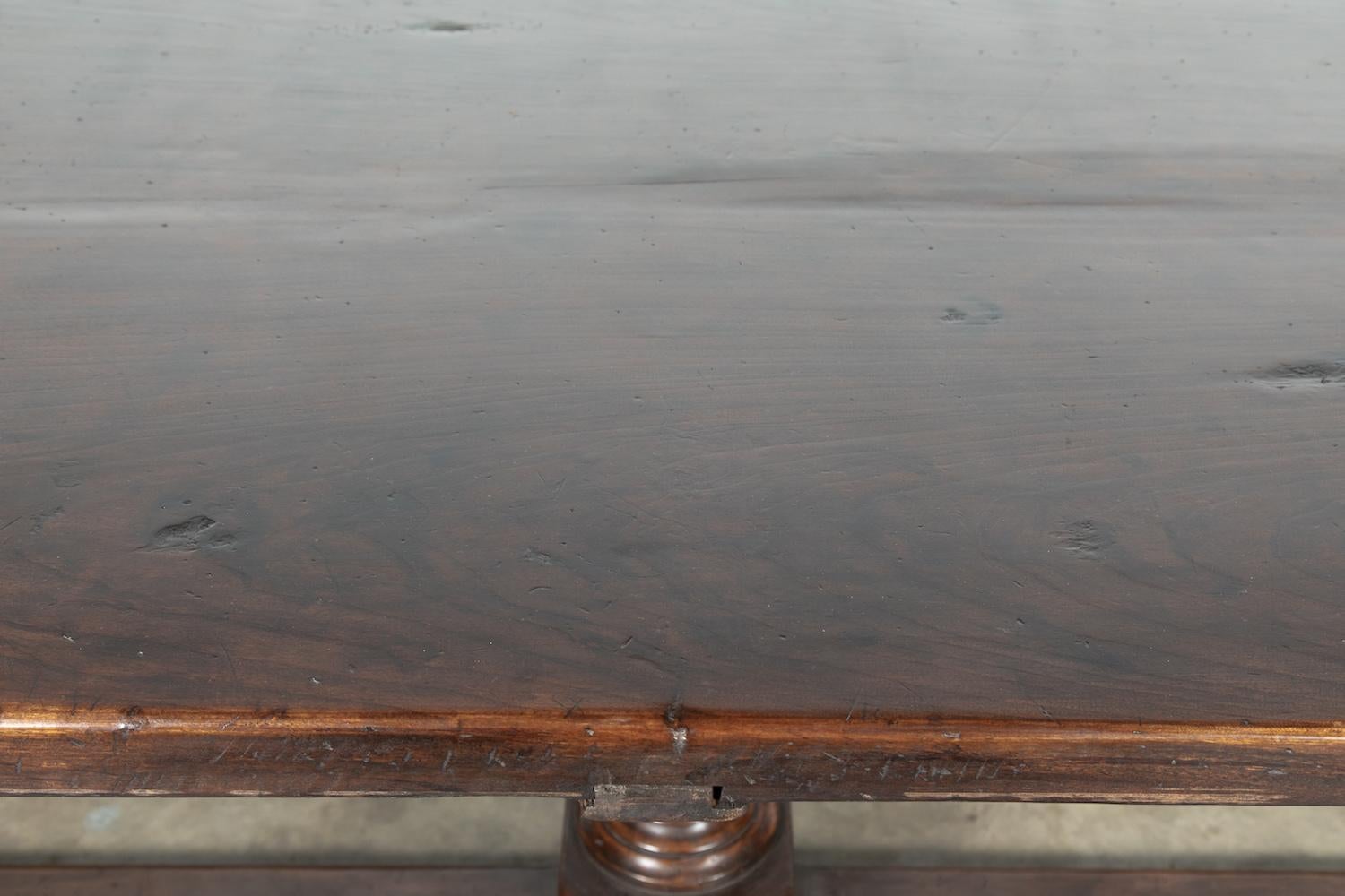 Exceptional 19th Century Long Walnut Louis XIII Style Trestle Table 5