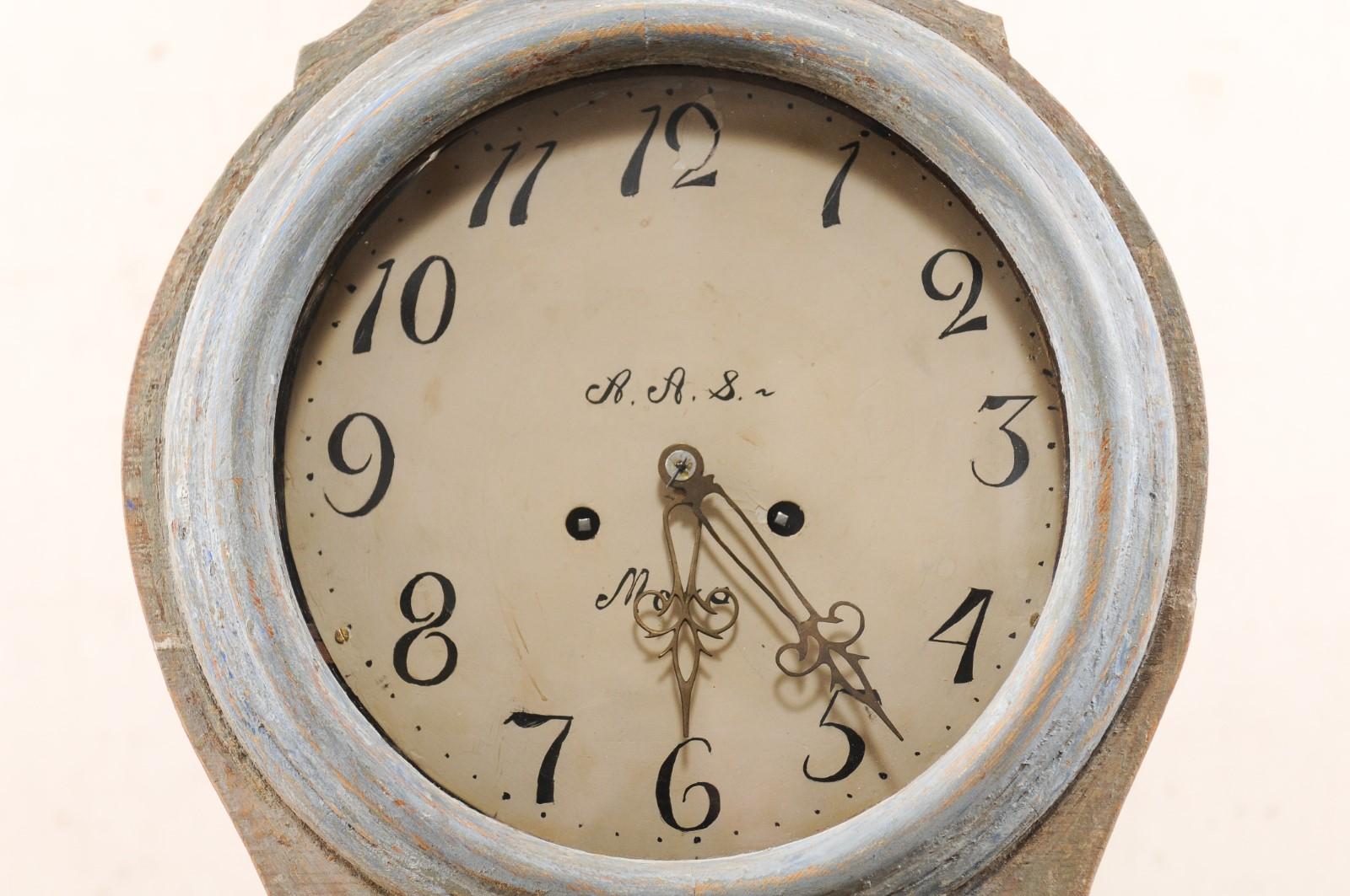 Exceptional 19th Century Swedish Mora Painted Wood Floor Clock 2