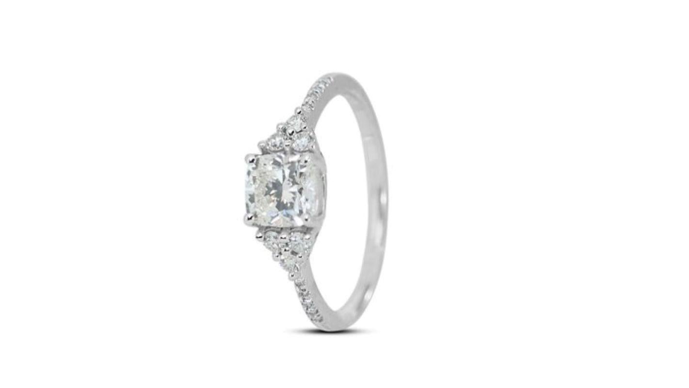 Women's Exceptional 2 Carat Cushion Diamond Ring in 18K White Gold For Sale