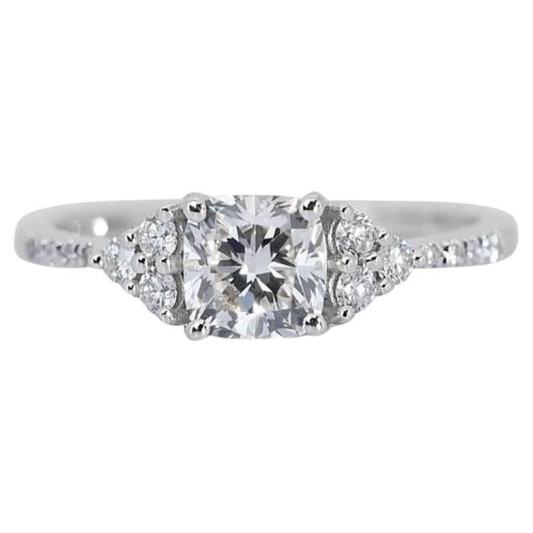 Exceptional 2 Carat Cushion Diamond Ring in 18K White Gold For Sale