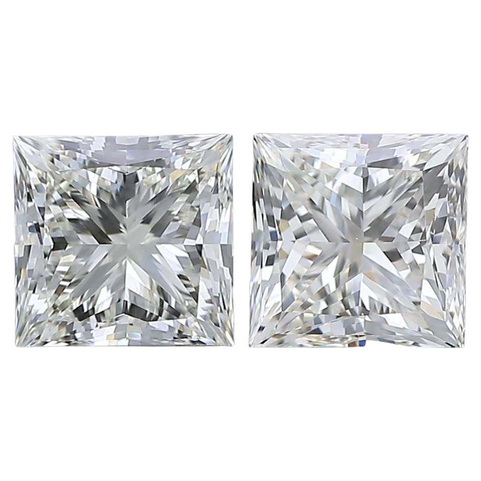 Square Style Diamond Elegant 2.00ct Ideal Cut Pair of Square-Shaped Diamonds - GIA Certified ...