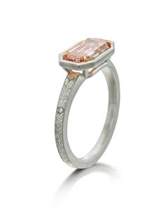 Exceptional 2.02ct Fancy Orangy Pink Diamond Emerald Cut Diamond Ultra-Rare 1.99