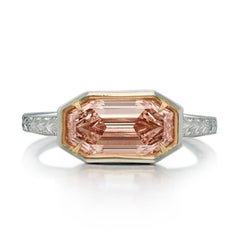 Exceptional 2.02ct Fancy Orangy Pink Diamond Emerald Cut Diamond Ultra-Rare 1.99