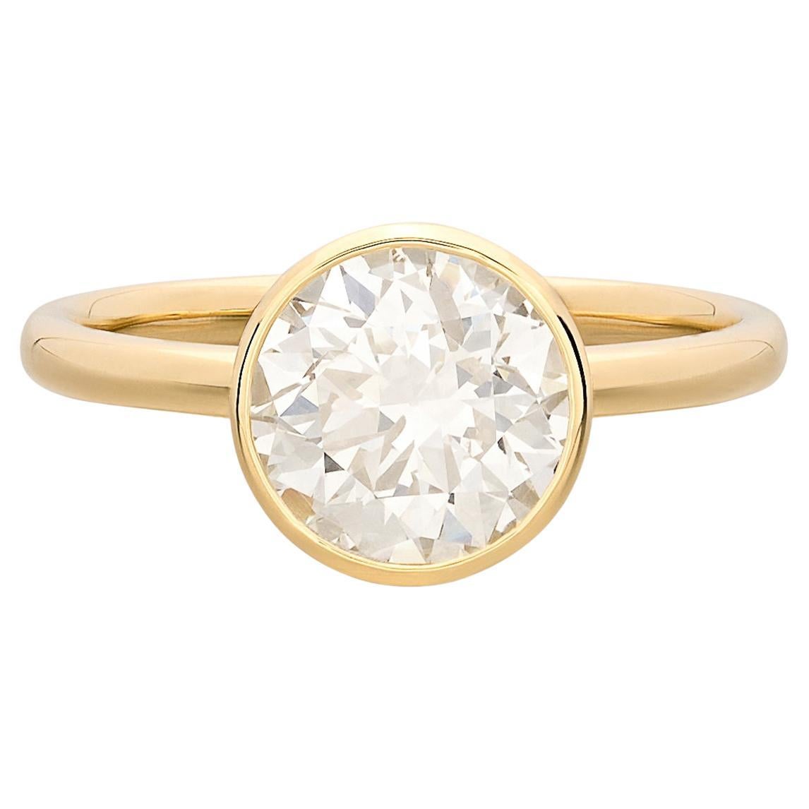 Exceptional 2.04ct Old European Cut Yellow Gold Diamond Ring For Sale