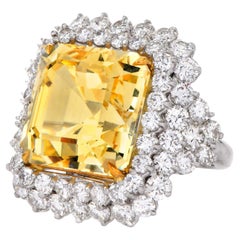 Exceptional 20.64ct GIA No-Heat Yellow Sapphire Diamond Platinum Ring