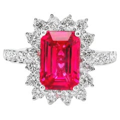 Excepcional anillo de oro blanco de 18 quilates con diamante espinela rosa intenso de 2,22 quilates, certificado GRS
