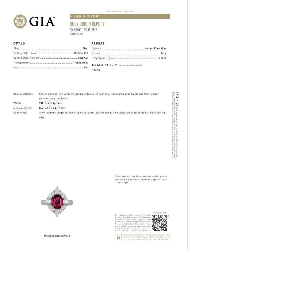 Exceptional 2.25 Carat Ruby Diamond Platinum Ring, GIA Certified For Sale 1