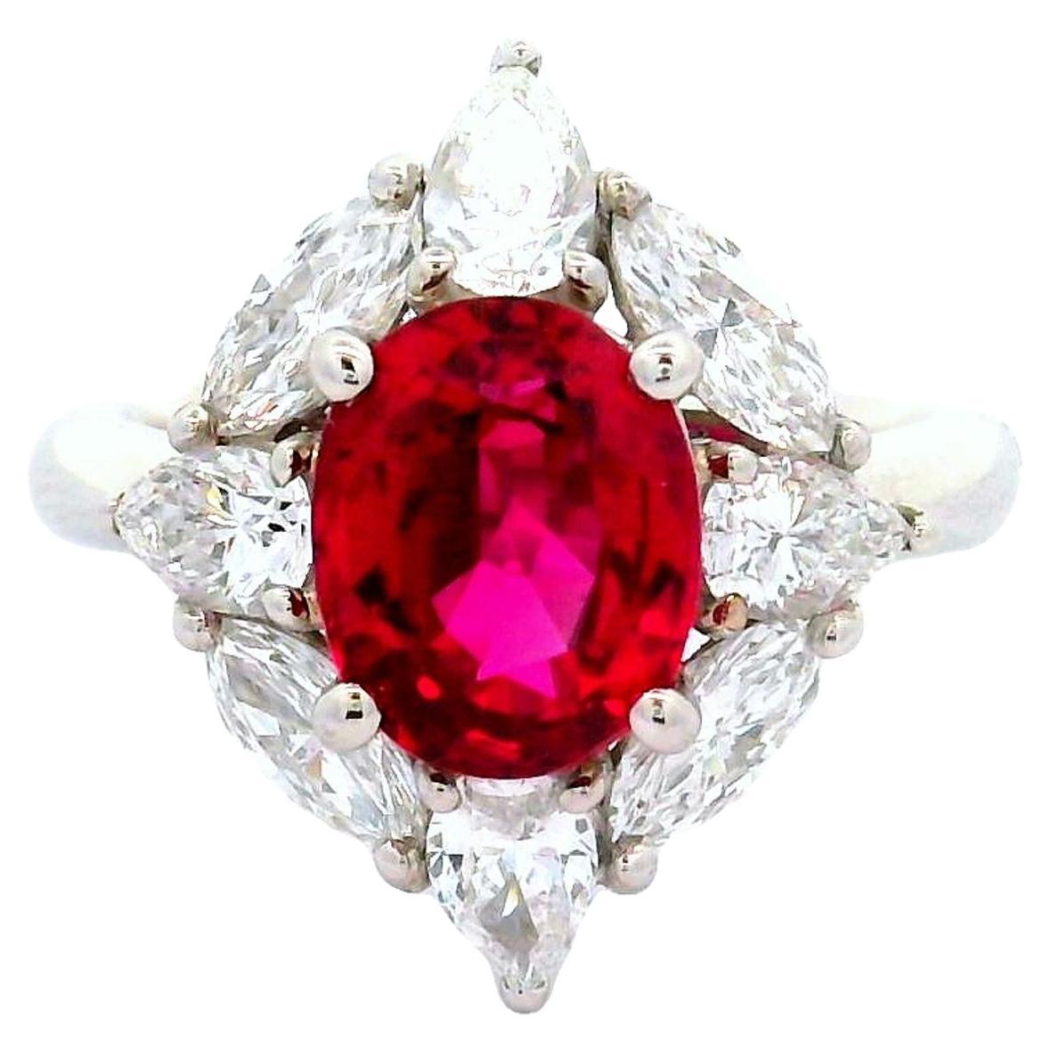 Exceptional 2.25 Carat Ruby Diamond Platinum Ring, GIA Certified