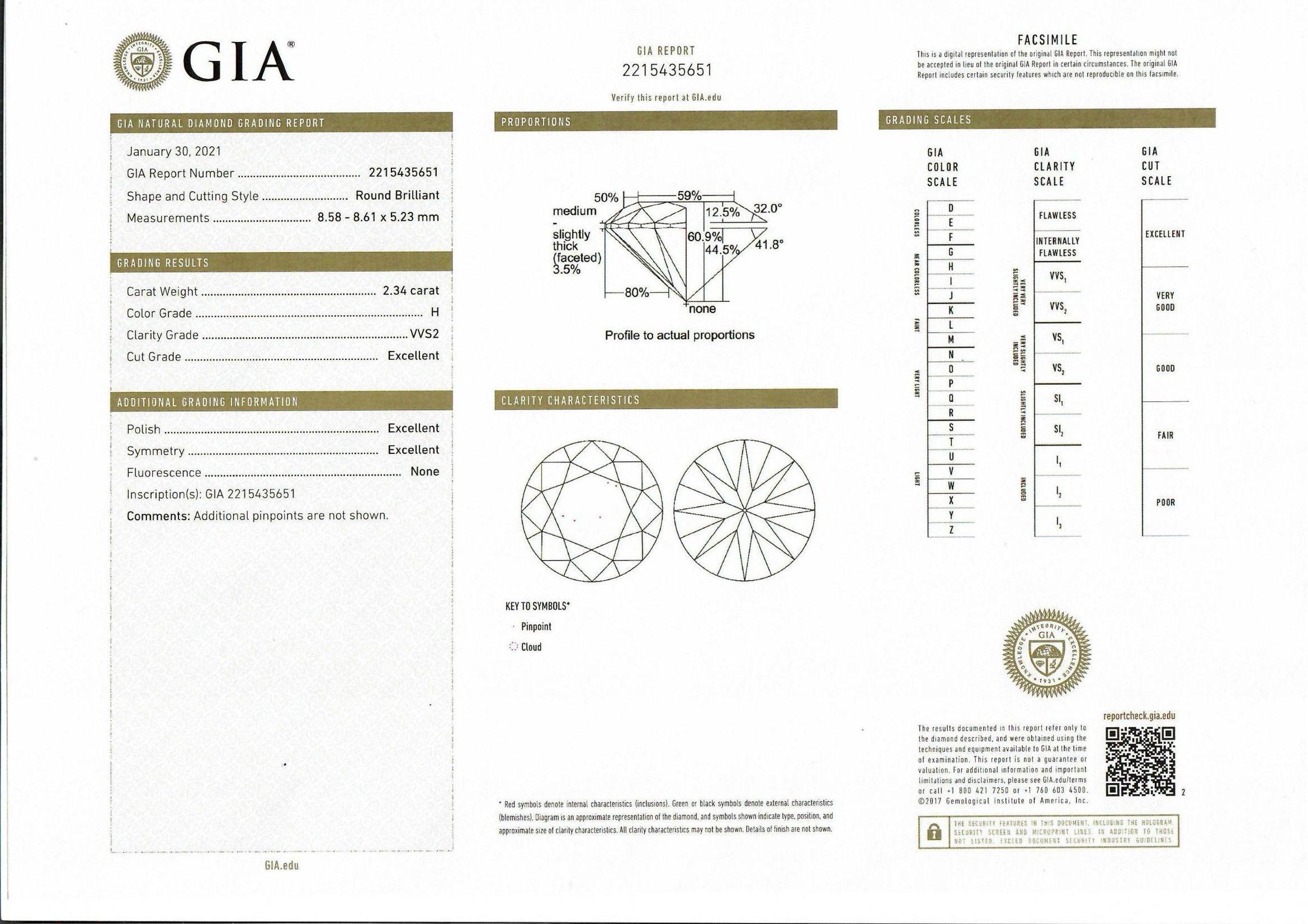 Exceptionnelle bague en platine avec diamants de 2,34 carats certifiés GIA par Graff en vente 7