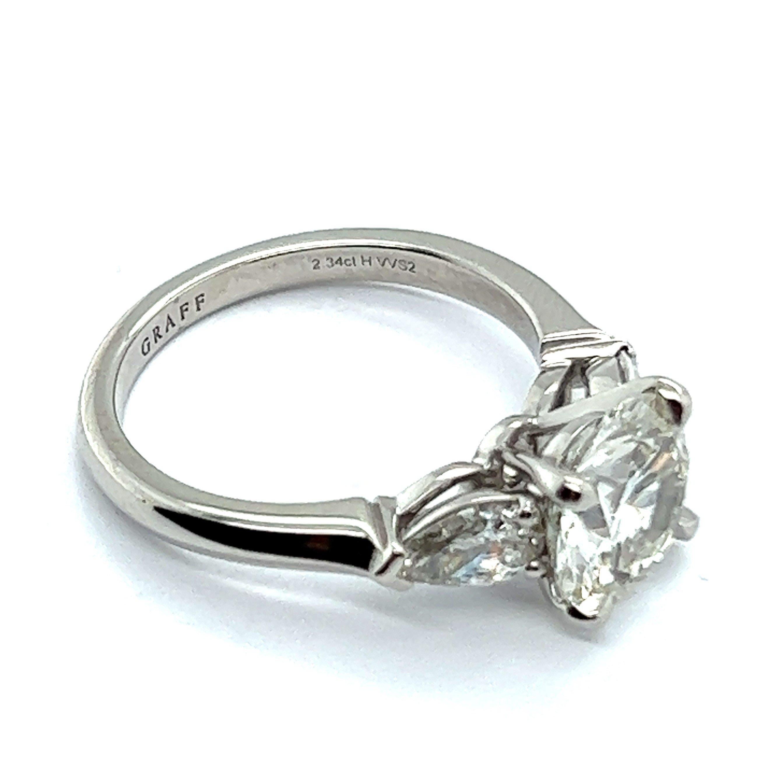 Taille brillant Exceptionnelle bague en platine avec diamants de 2,34 carats certifiés GIA par Graff en vente