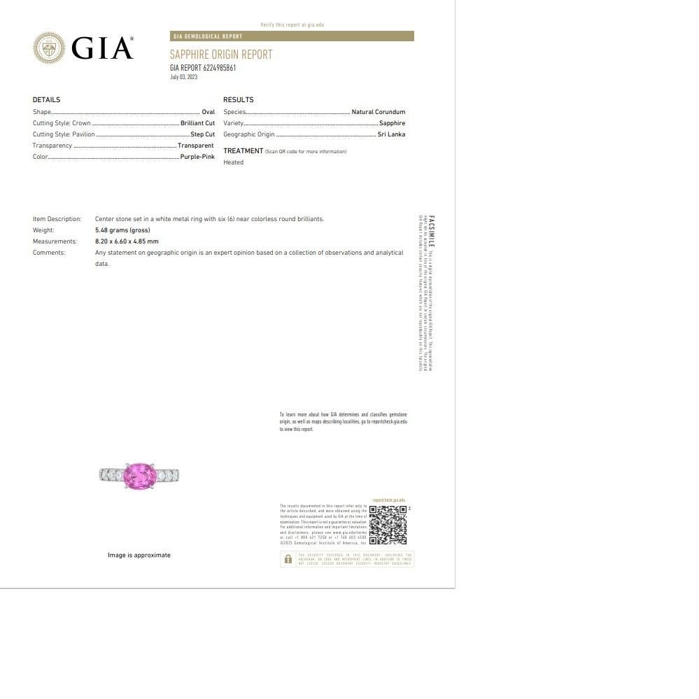 Exceptional 2.36 Carat Hot-Pink Sapphire Diamond Platinum Ring, GIA Certified For Sale 7
