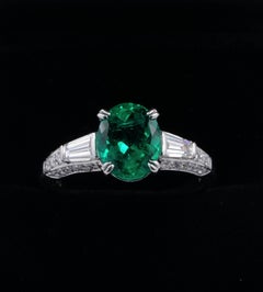 Exceptional 2.58 Ct Colombian Emerald Diamond Platinum Engagement Ring GIA Cert