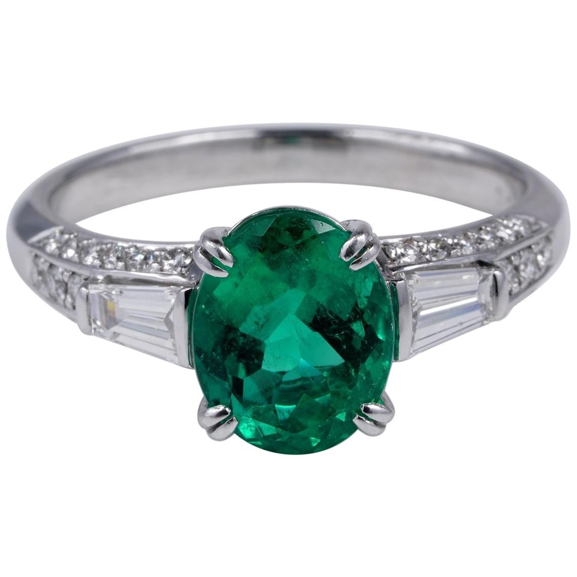 Exceptional 2.58 Ct Colombian Emerald Diamond Platinum Engagement Ring ...