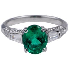 Exceptional 2.58 Ct Colombian Emerald Diamond Platinum Engagement Ring GIA Cert