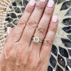 Exceptional 2.78ct Old Euro 18k White Gold Diamond Ring