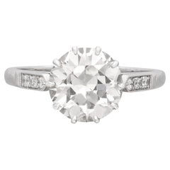 Exceptionnelle bague européenne ancienne en or blanc 18 carats avec diamants de 2,78 carats