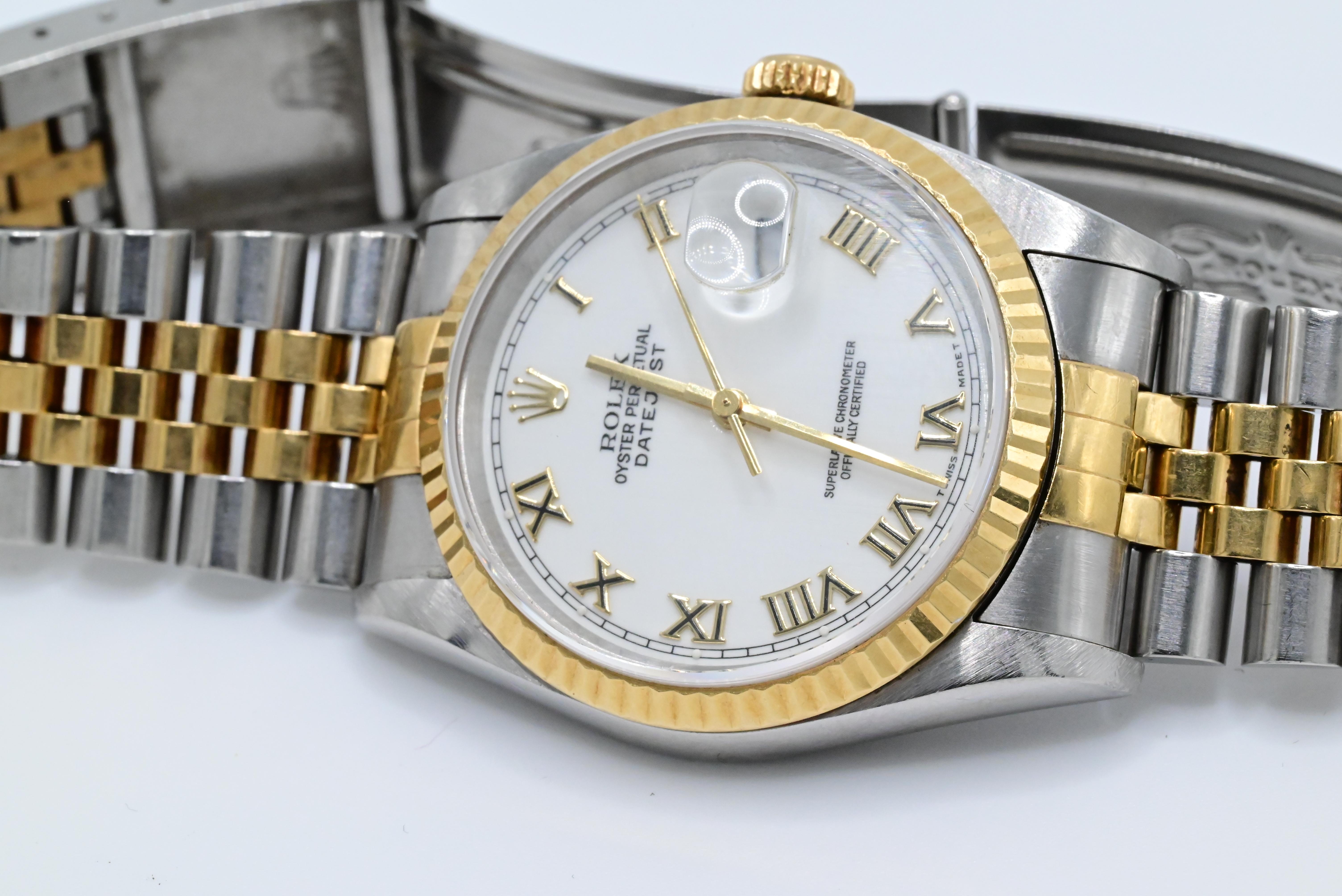 Exceptional Rolex Perpetual Oyster Two Tone Roman Numeral Dial Watch 2